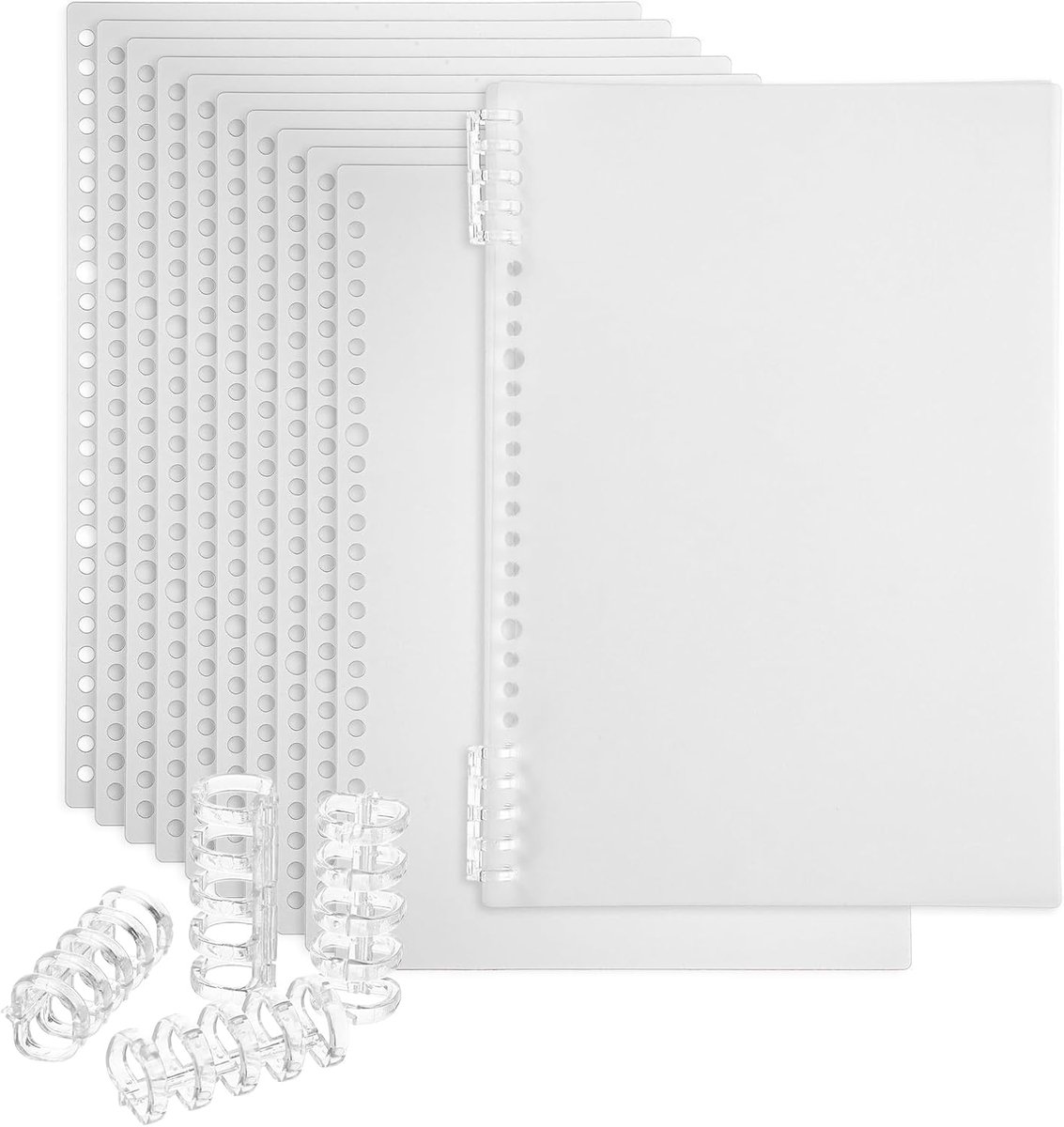 12 Pack Binding Covers - B5 (25x18cm) - 22 Mil Plastic Notebook Covers - Sheets with Binding Comb for Book Report Presentation - Wit