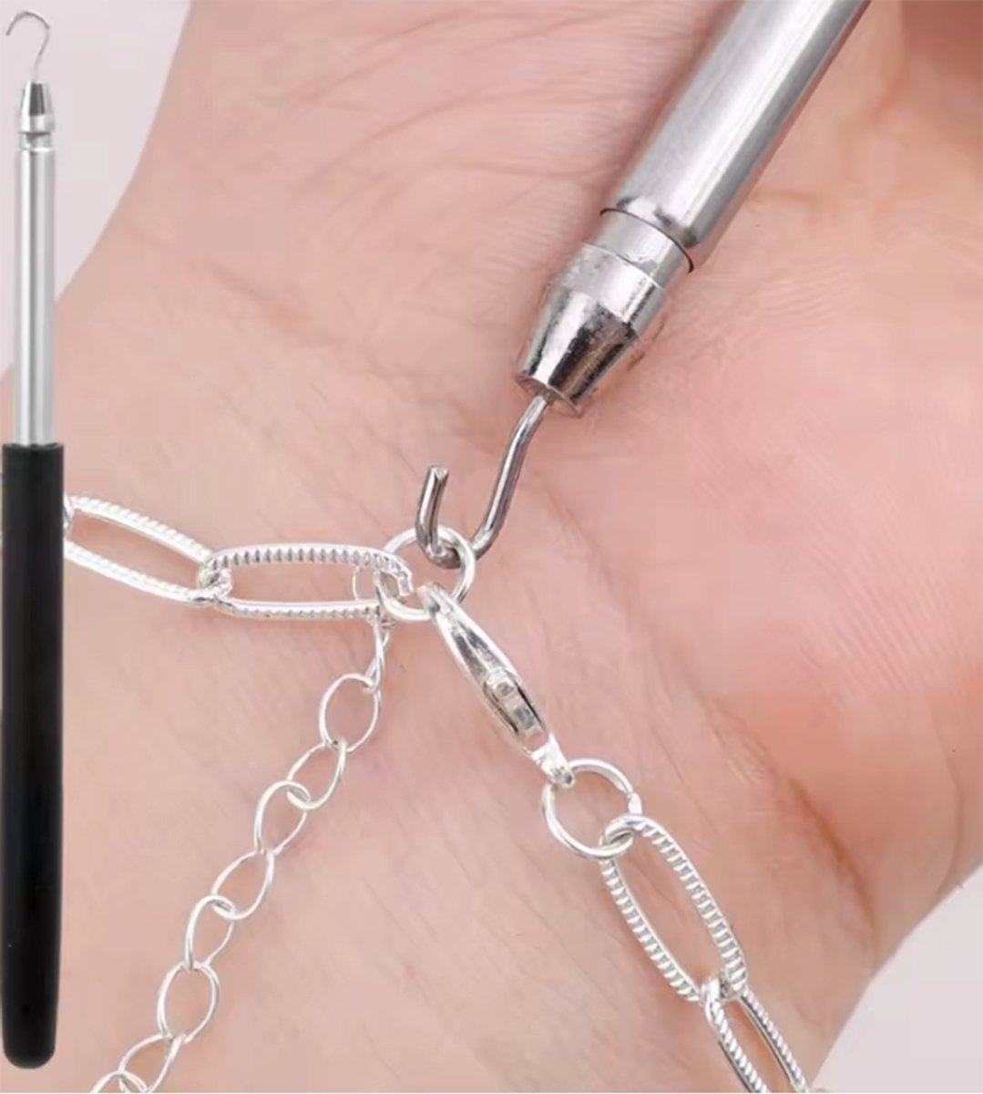 Armband hulpje - Sluitingshulp - Bracelet helper - Hulpmiddel om armband dicht te doen - Haakje om armbandsluiting dicht te maken - Uitschuifbare Hulpmiddel Armband - Zwart - CHPN