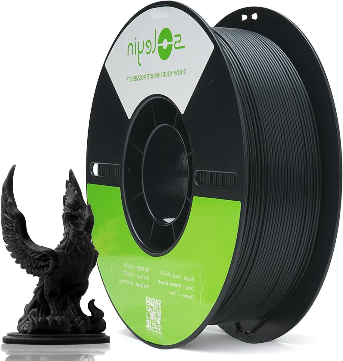 3D Printer Filament - PLA Draad - Hoge Snelheid Printen - Matte Afwerking - 1.75 mm 1kg - Zwart