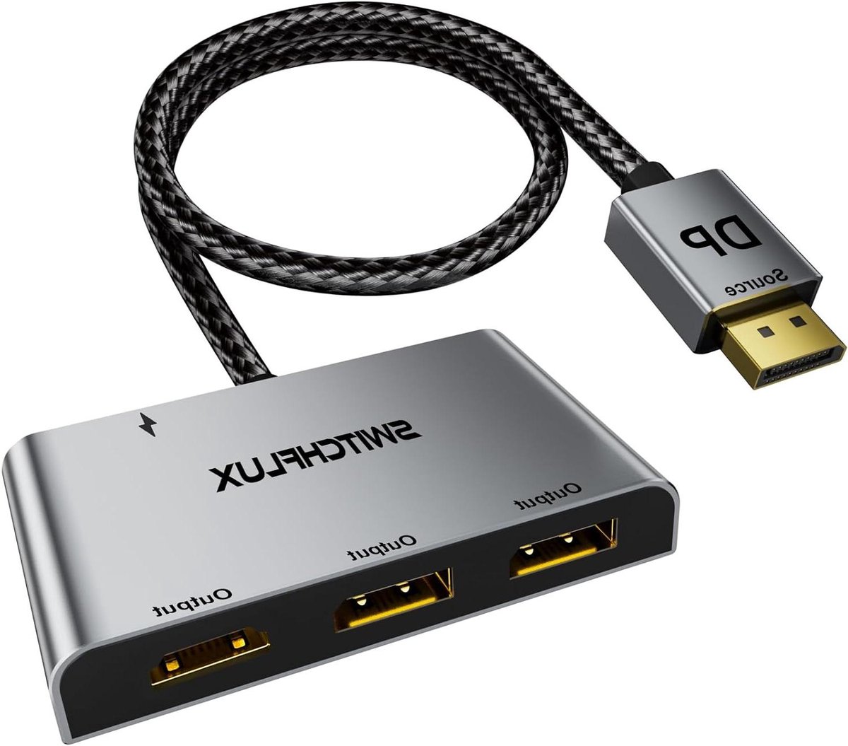 DP naar Dubbele DP - Adapter met HDMI - Meerdere Schermen - Vier Poorten - 143 cm - Zwart