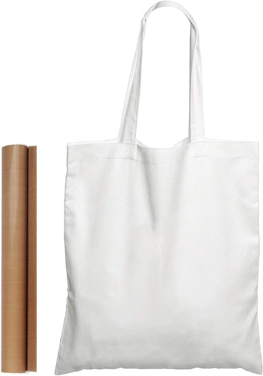 Katoenen Tassen - Draagtassen Stoffen - Creatief Ontwerp - Inclusief Teflon Vel - 25 Stuks 40cm - Wit