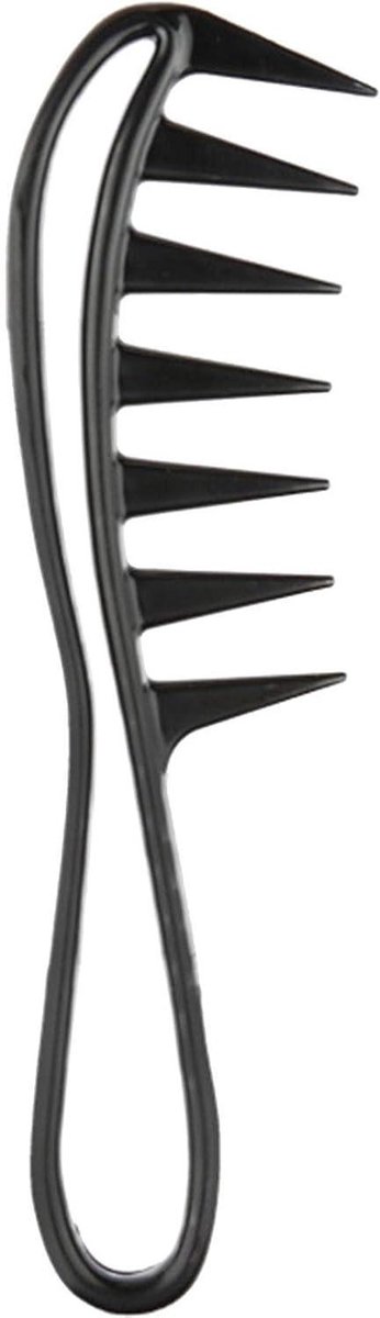 Haarkam Haai - Grote tanden kam - Ontklitten Krullen - Duurzaam ABS Materiaal - 19 cm - Zwart