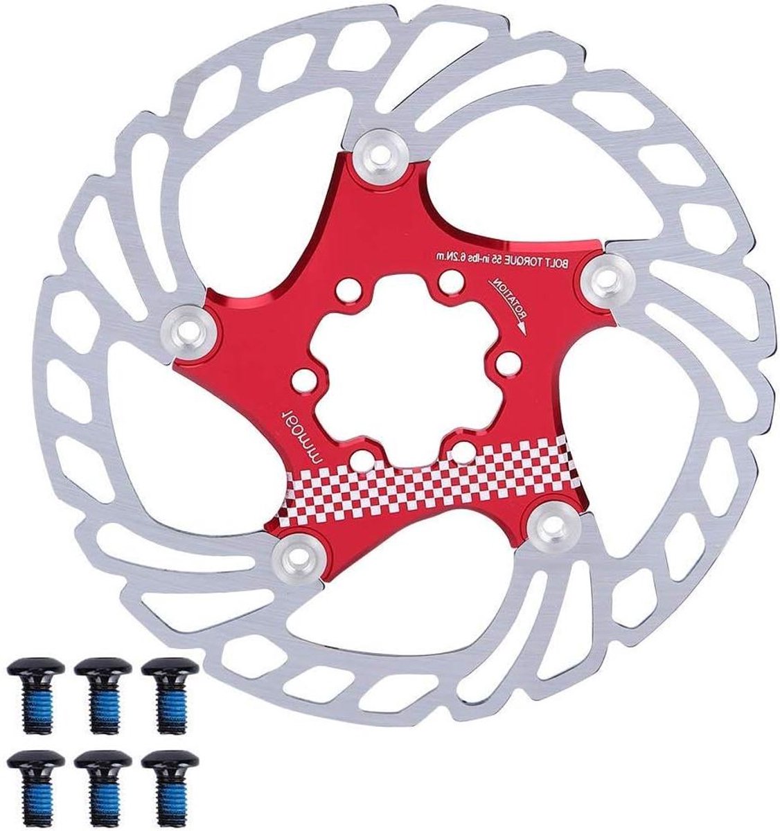 Fietsremrotor - Zwevende schijf - Mountainbike remmen - Aluminiumlegering beugel - 203 mm - Rood zilver