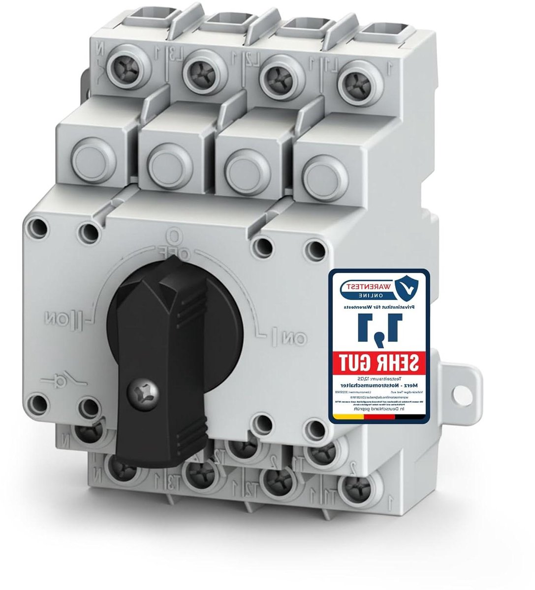Noodstroomschakelaar - Lastonderbreker 4-polig - Schakelen spanningsbronnen - Mechanische vergrendeling - 63A 400V - Grijs
