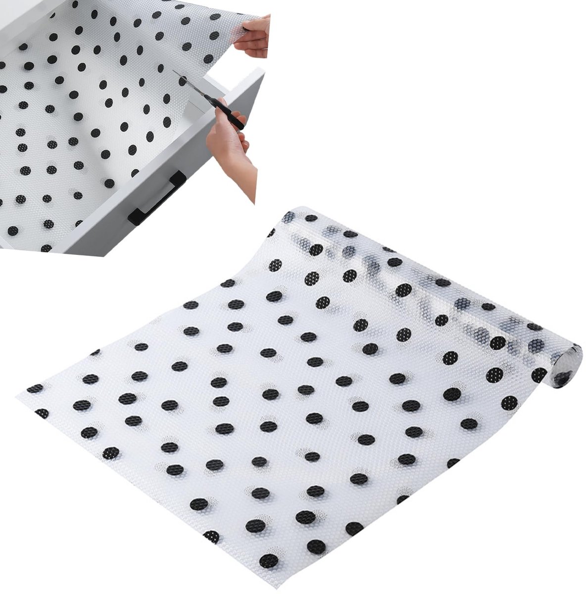 aladdien - Non-slip Mat - Waterdicht - 120 cm × 45 cm - Bescherming - Transparant zwart stippen - Voor keuken en kasten