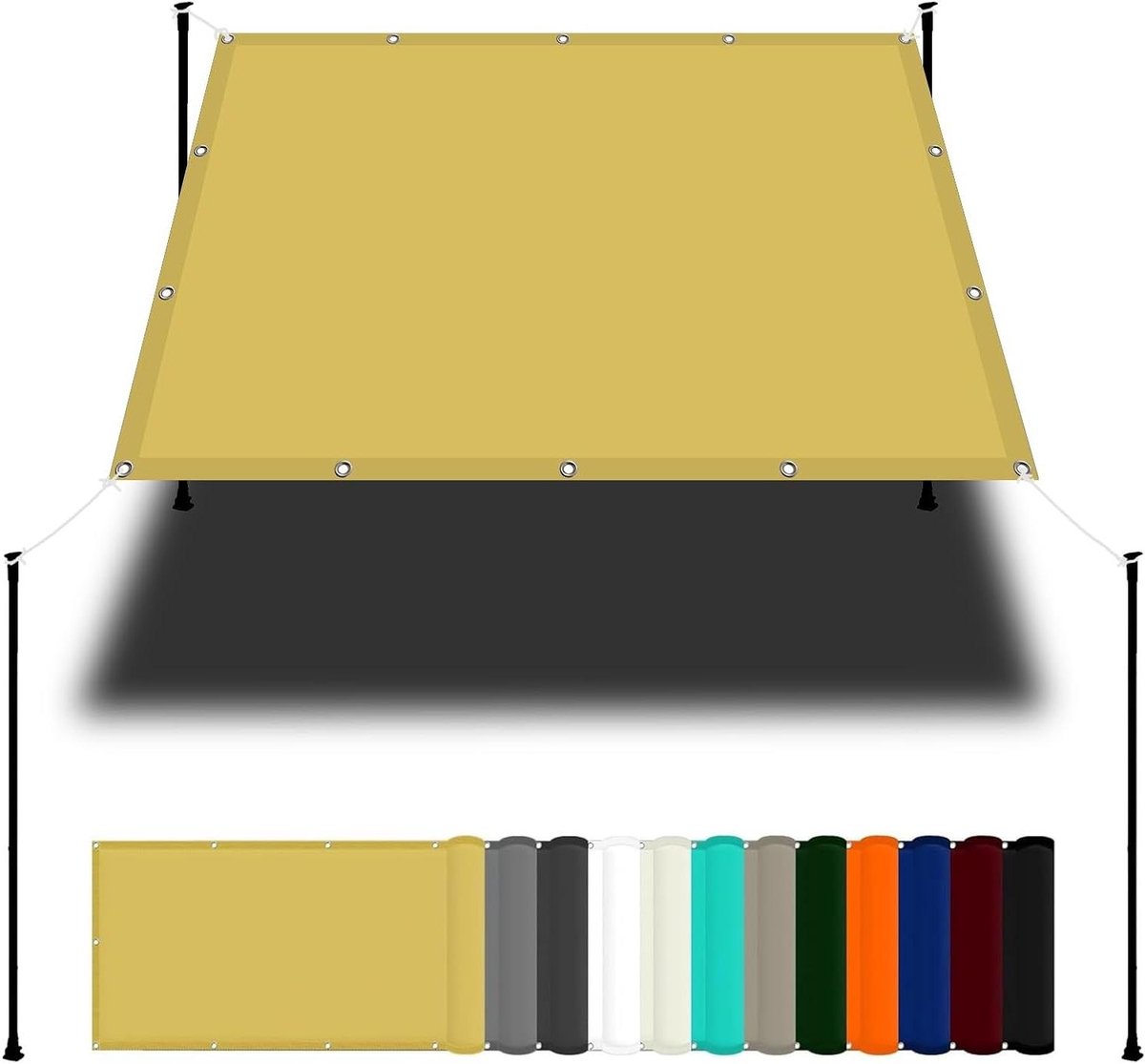 Campingzeil Waterbestendig - Balkon Privacyscherm - Buitenruimte Beschermen - UV-blok Weerbestendig - 1.9 x 3.3 meter - Creme