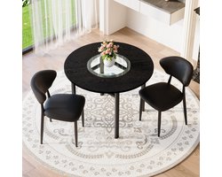 HAUSS SPOLE Eethoek Set - Ronde Eettafel Met 2 Stoelen - Ergonomisch En Onderhoudsvriendelijk - Voor Eetkamer En Woonkamer - Zwart