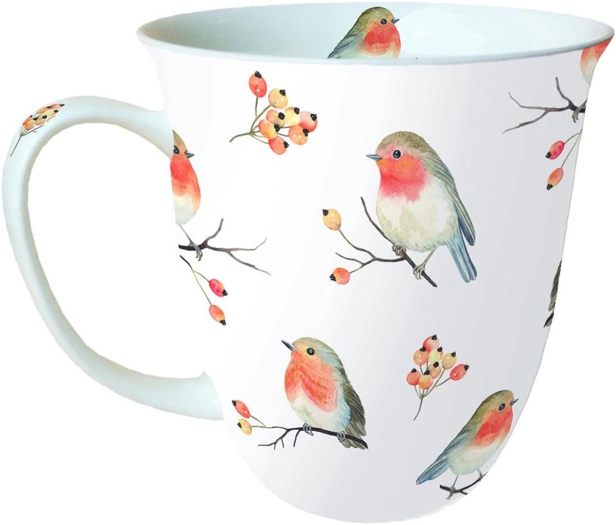 Porseleinen Mok - Thee Beker - Gezellige Drankjes - Fine Bone China - 400 ml - Multicolor