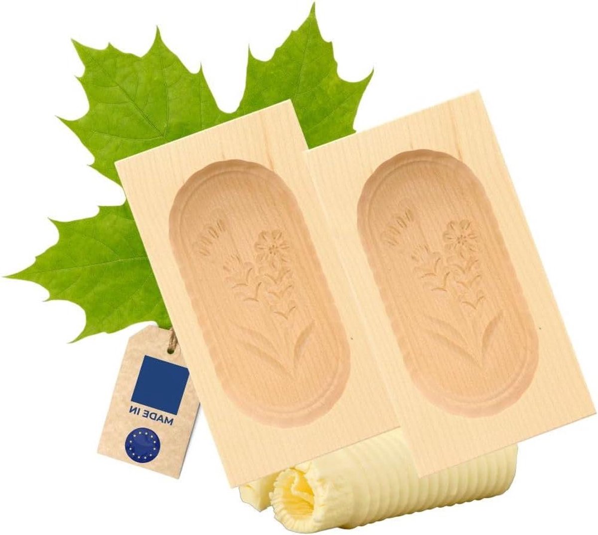 Boter Vorm - Boterdecoratie - Tafel Decoreren - Handgesneden in Duitsland - Voor 125g Boter - Houtkleur