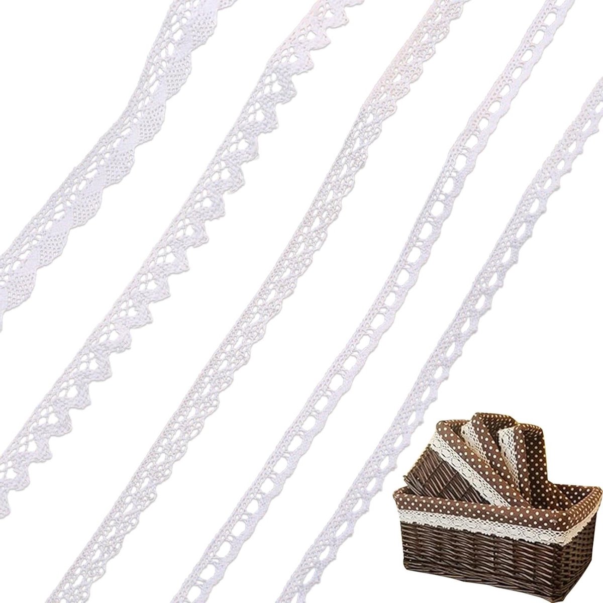 Elegante Vintage Witte Kantlint voor Trouwen en Naaiprojecten, Breed Kant voor Decoratie en Cadeaus, Verkoop per Meter