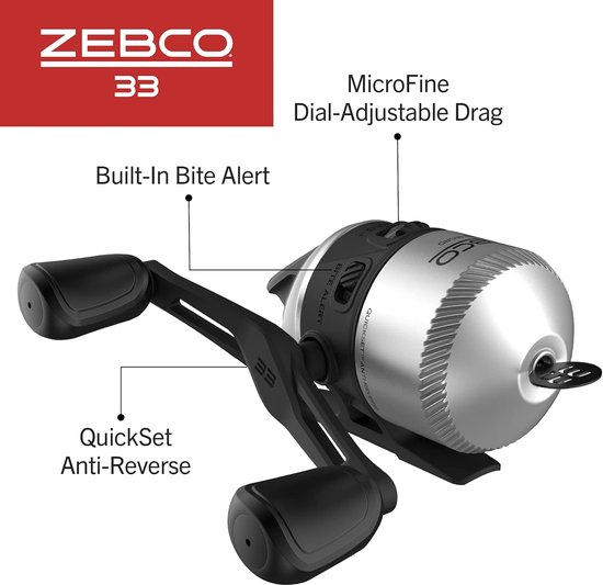 Vishengel Molen - Spincast Reel - Vissen op Panfish - Quickset Anti-Reverse - Maat 10 - Zilver Zwart — afbeelding 5