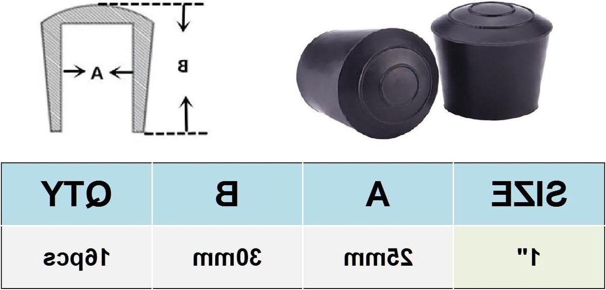 Stoelpootdoppen - Rubberen doppen - Vloerbescherming Meubels - Anti-kras functie - 16 stuks 1 inch - Zwart