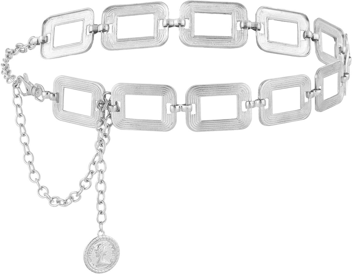 Verstelbare Metalen Tailleketting voor Dames, Punk Stijl Chain Belt voor Jeans en Jurken, Modieuze Accessoires