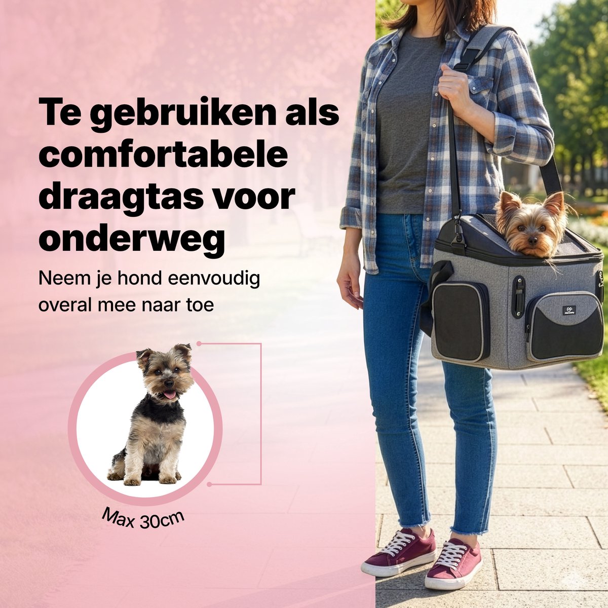 Jake and Jacky Hondenfietsmand - Fietsmand Hond Voorop - Hondenmand Fiets - Autostoel Hond - Kleine Hond max 8 kg - 39x28x34 cm – foto 6