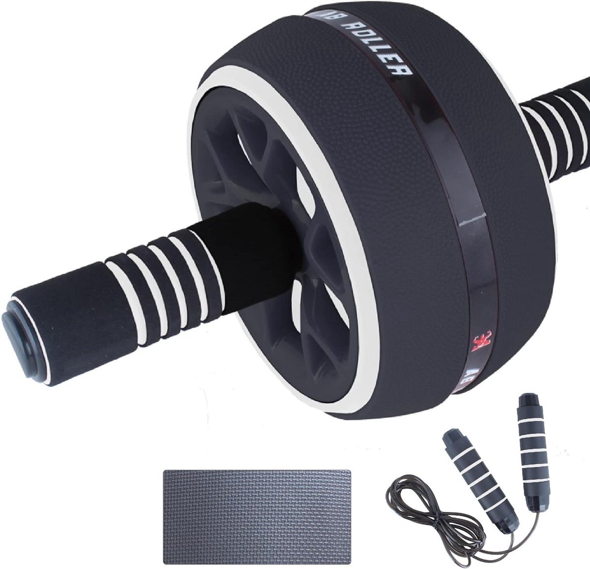 Thuis Oefening Set - Buikroller Springtouw - Core Kracht Opbouwen - 2 In 1 Trainingsapparatuur - 940 g - Zwart