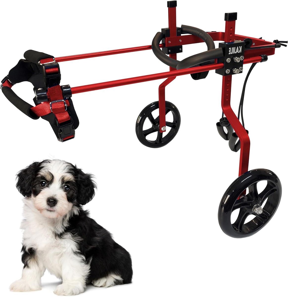 Hond Rolstoel - Huisdier Hulp - Achterpoten Revalidatie - Verstelbare Hoogte Breedte - S-3 27-33cm Hoogte - Rood