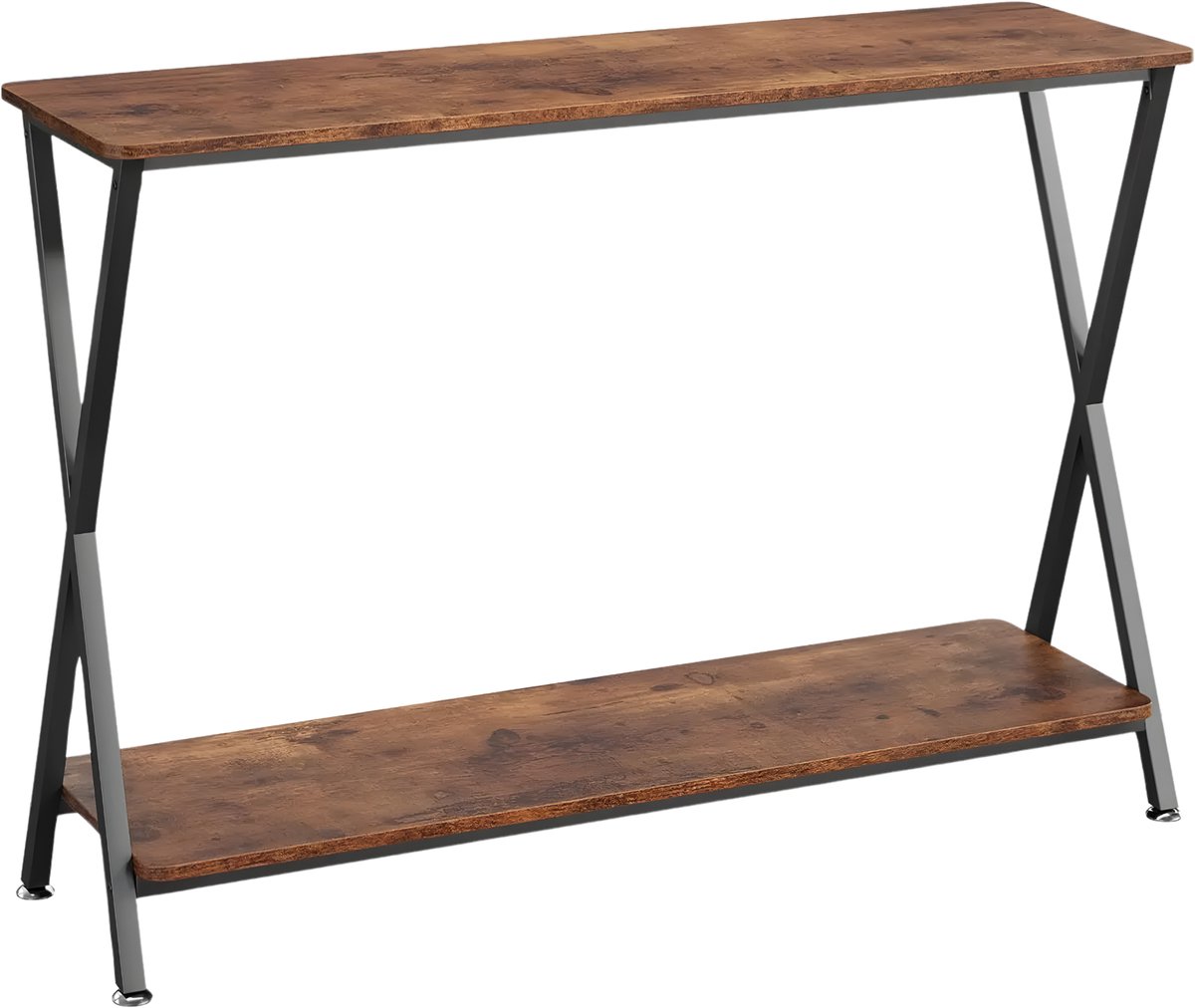 Happiq Consoletafel - Voor hal, foyer en slaapkamer - Smal met plank en metalen frame - Achter bank / Modern - Rustic Bruin Rustic Brown