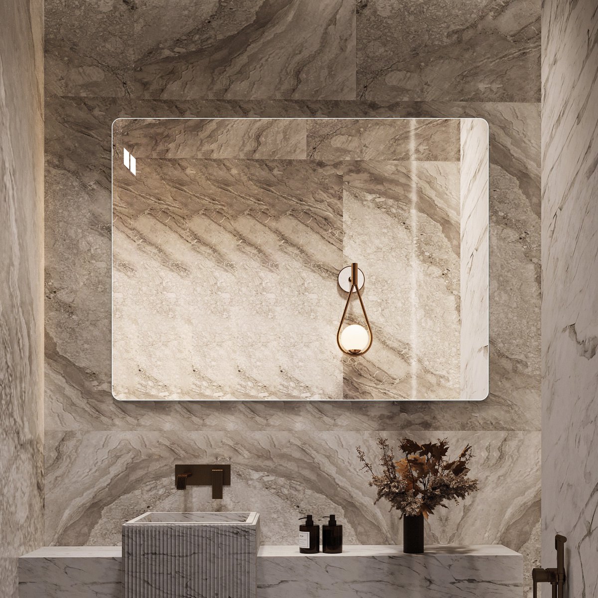 VVBV Wandspiegel 100x75 cm - Horizontaal/Verticaal, Kopervrij Glas, Wandmontage, Randloos - Wit - Voor Badkamer