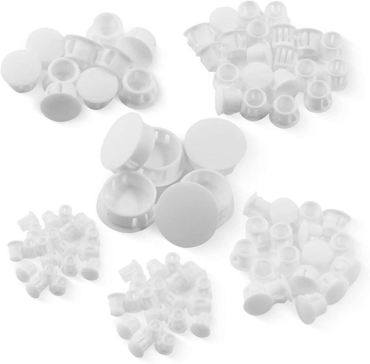 Plastic Gatpluggen - Afdekkapjes Rond - Gaten Afwerken - Snap-in Design - 300 Stuks 6 Maten - Wit
