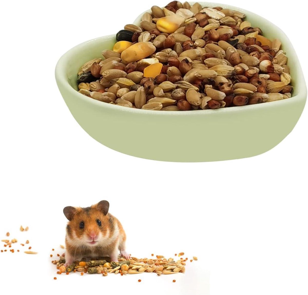 Keramische Hamster Schaal - Voerbakje Hartvorm - Knaagdier Voeding - Hartvorm Design - Klein Formaat - Roze