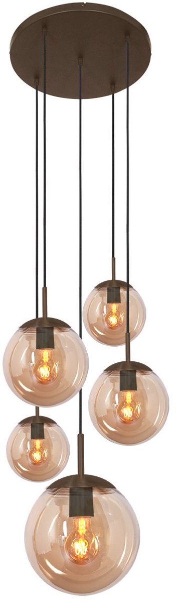 Hanglamp Bollique 2730CA, hoogteverstelbaar, cacao metalen/glas designlamp van Steinhauer voor binnen, geschikt voor E27 lichtbronnen en dimbaarheid