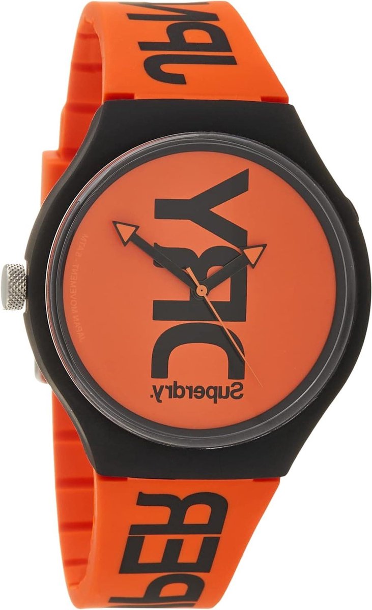 Heren Horloge - Analoge Klok - Dagelijks Gebruik - Siliconen Band - 43 mm - Oranje Zwart