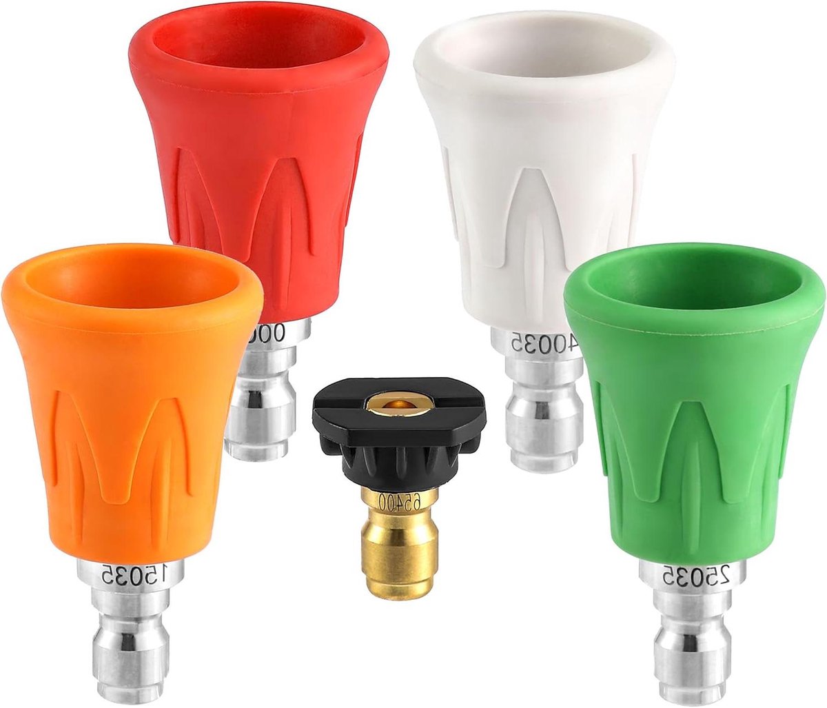 Hogedrukreiniger Sproeikoppen - Was nozzle set - Efficiënt reinigen - Voorkomt spatwater - 5 stuks - RVS
