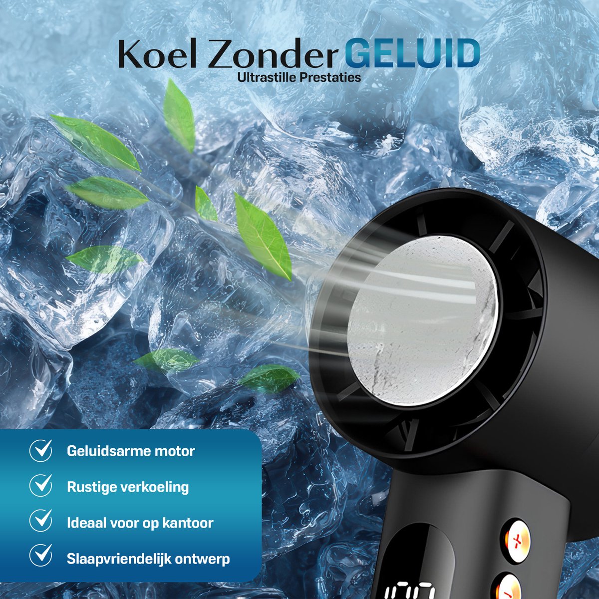 M&W® Mini Ventilator Draagbaar – Handventilator met IJs Koeling – Oplaadbaar USB (3000 mAh) – Stil & Krachtig – 3 Standen – Compacte Zakventilator voor Reizen, Festival, Kantoor & Thuis — afbeelding 5