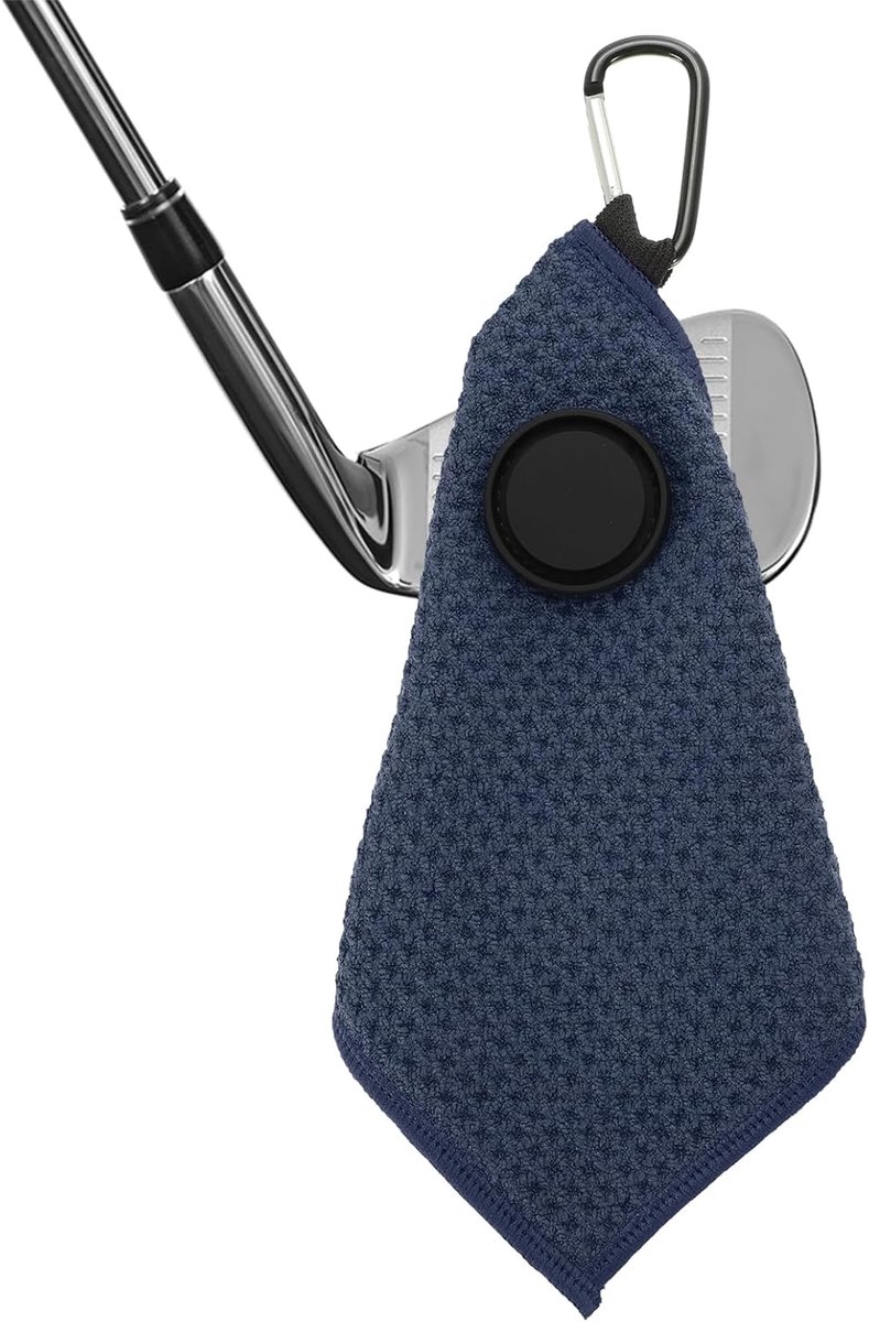 5.5"x5.5" Magnetische Golfhanddoek met Draad Reinigdoek - Microfiber Wafelpatroon Handdoeken met Clip voor Golfkarren en Golfclubs - Donkerblauw