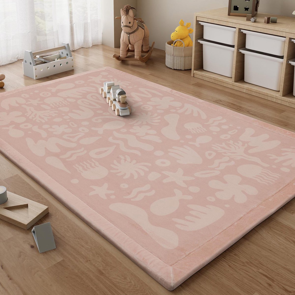 Little Olly Wasbaar speelkleed - Flo Roze - 120x160cm