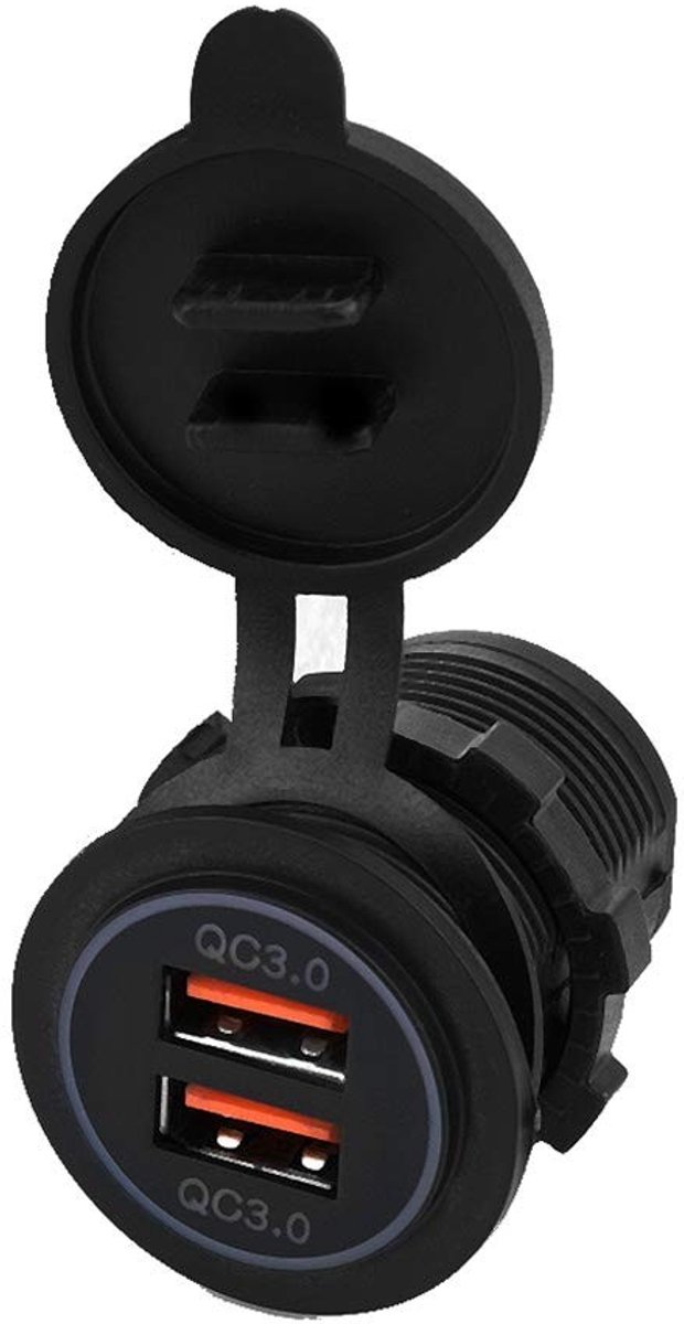 Dailygoods - Dailygoody - Dual USB-oplader - Quick Charge Dual USB-oplader - Waterdicht en stofdicht - Geschikt voor 12/24V voertuigen - Voor auto en motorboot