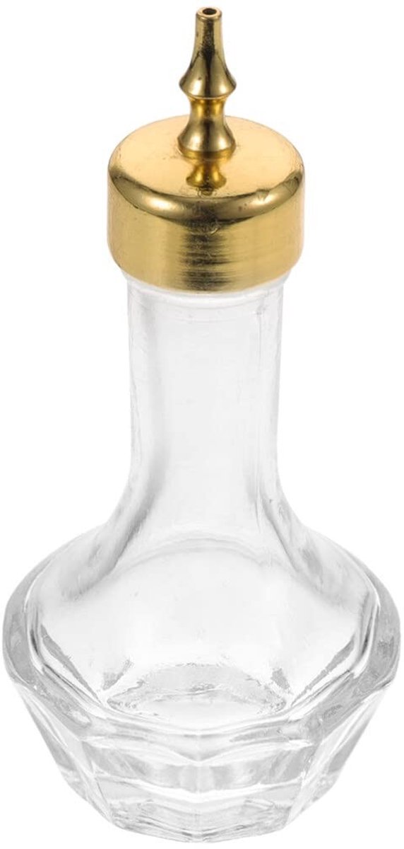 Dailygoods - Dailygoody - Bitters Bottle - Cocktailfles - Decoratief voor Home Bar - Goud - Glazen Bitterfles - Geschikt voor Bartenders - Compact en Stijlvol
