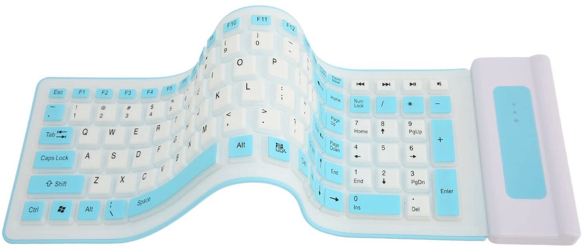 Dailygoods - Dailygoody - Siliconen Toetsenbord - Draadloos - Waterdicht - Blauw - Flexibel Computertoetsenbord - Geschikt voor Laptop en PC - 103 Toetsen