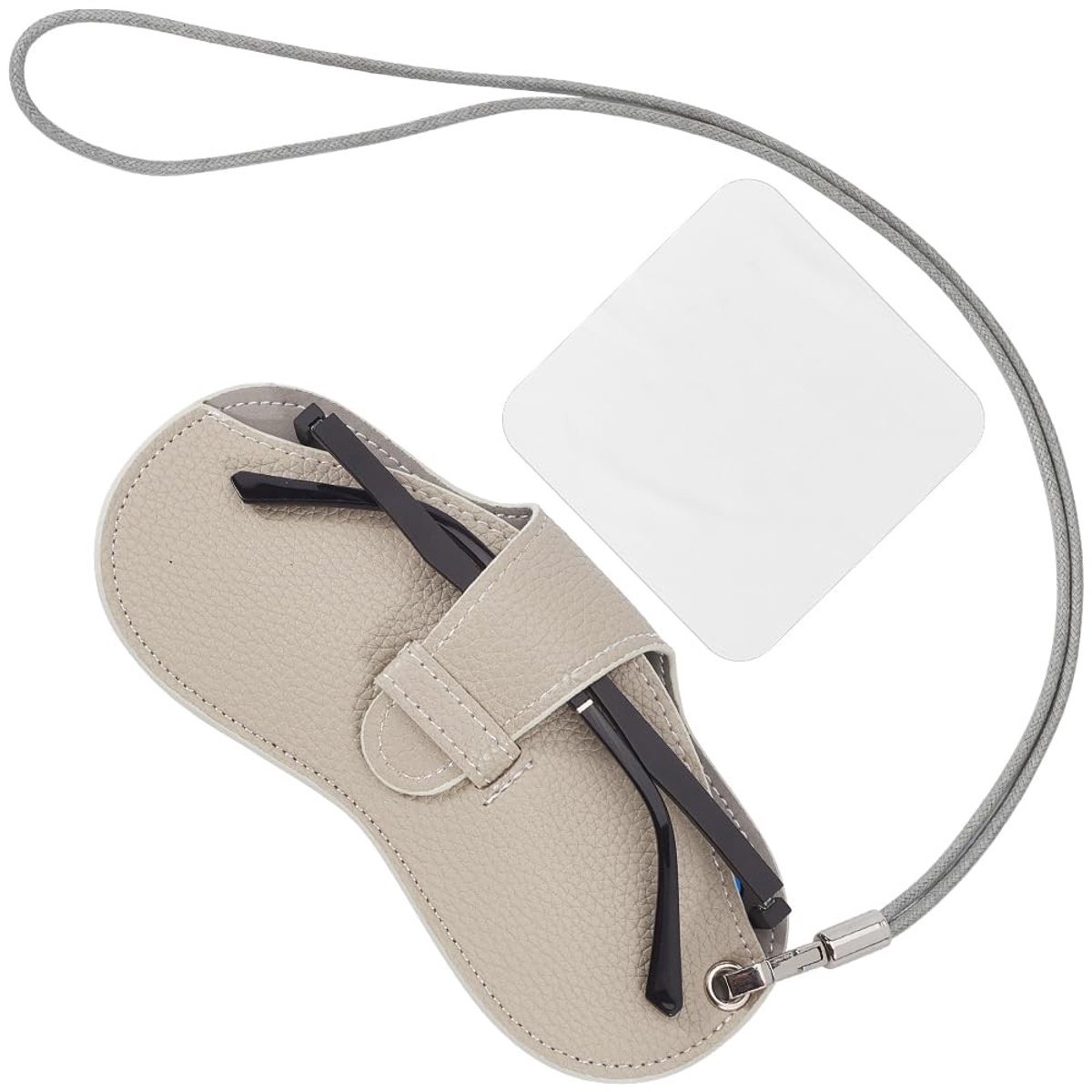 Dailygoods - Dailygoody - Zonnebriletui - Draagbare brillenkoker - Lichtgewicht en knijpbaar - Donkergrijs - Brillenhouder met omhangkoord - Perfect voor vakantie
