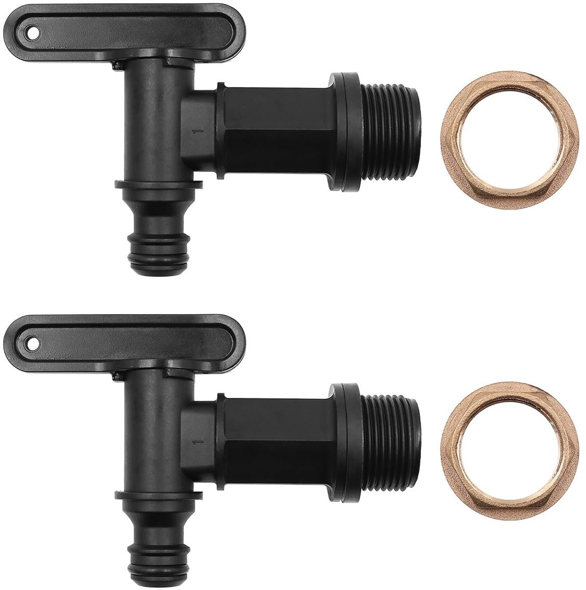 Dailygoody - 2-delige set kunststof uitlaatkraan - Regenstopkraan - Vervangingskraan voor watertanks - 3/4 inch - Geschikt voor tuin en thuis - K