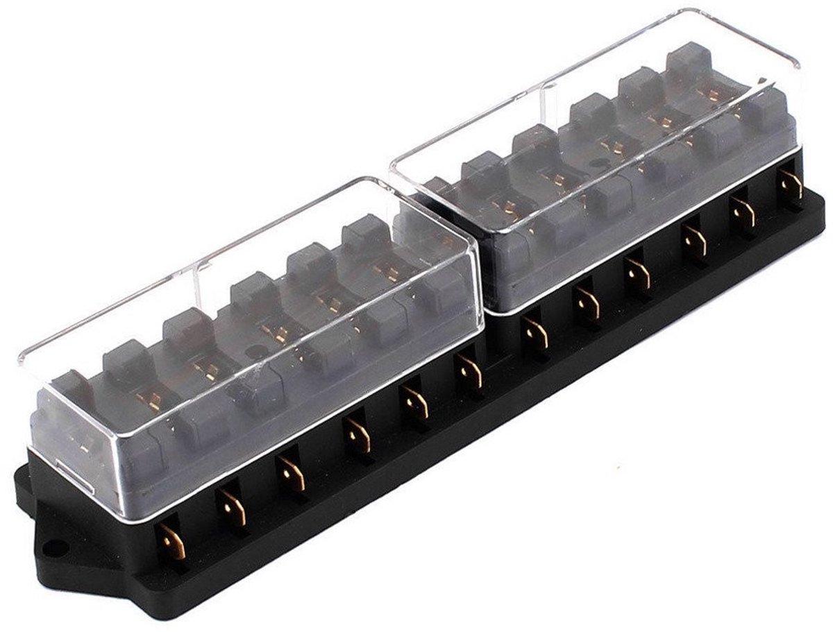 Dailygoods - Dailygoody - Auto Fuse Box - Waterdicht en Betrouwbaar - 12V/24V Bescherming - Veiligheid - 12-Weg Aansluitingen - Geschikt voor Auto's - Compacte Vorm