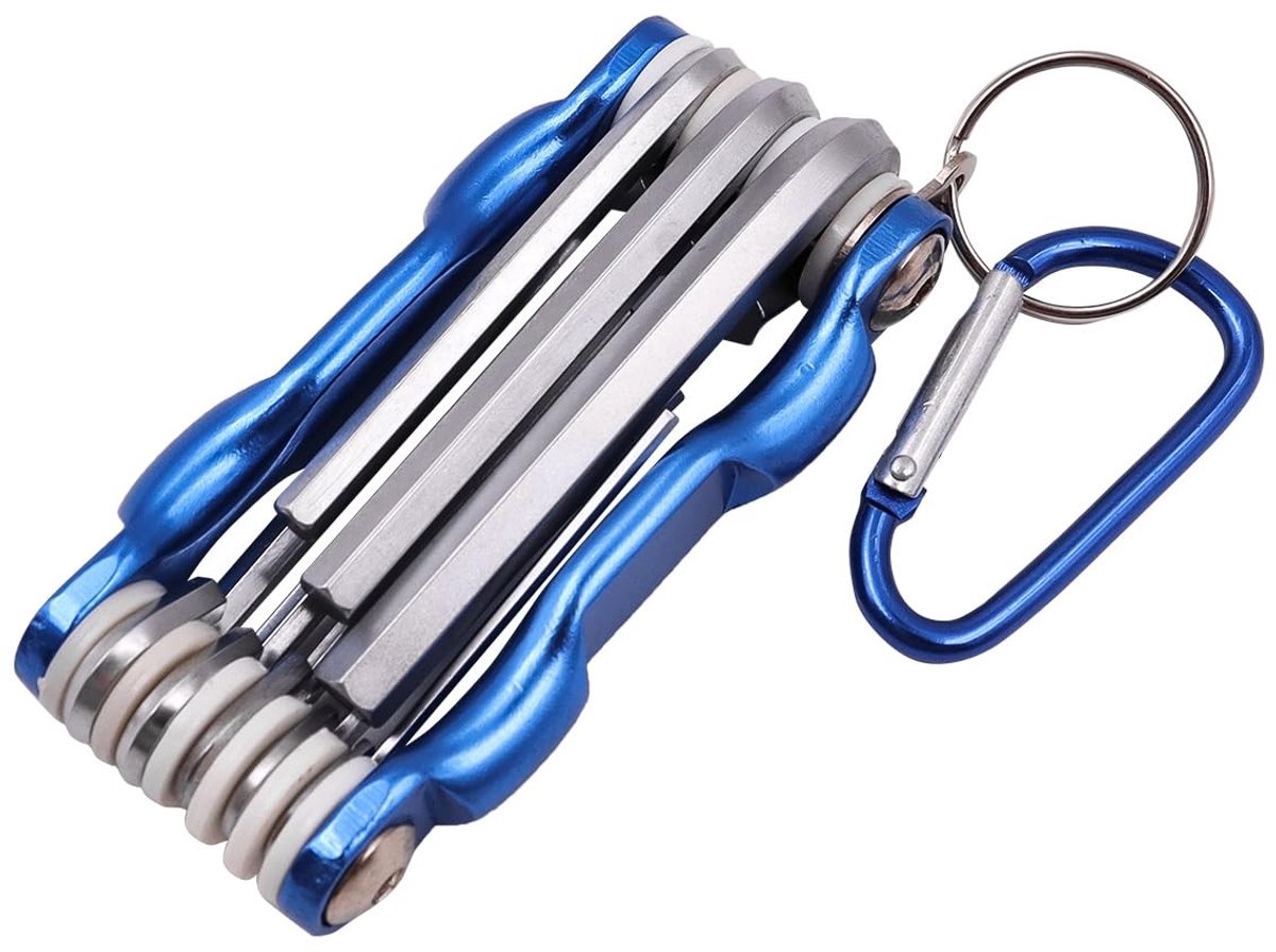 Dailygoods - Dailygoody - Vouwbare Inbussleutel Set - 8 Delig - Inclusief Carabiner - 1.5-6 mm - Hoogwaardige Gereedschap - Ideaal voor Klussen - Compact Formaat
