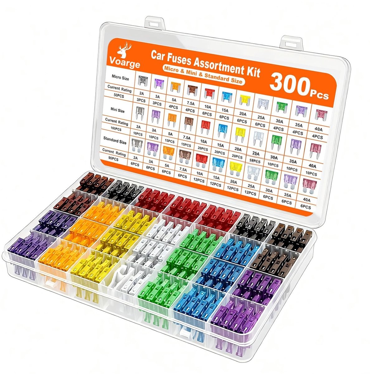 Dailygoods - Dailygoody - Auto Fuse Set - 300-delige Set - Mini Standaard en Micro - Vervangfuses met Opbergdoos - Handig en overzichtelijk - Perfect voor auto ond...
