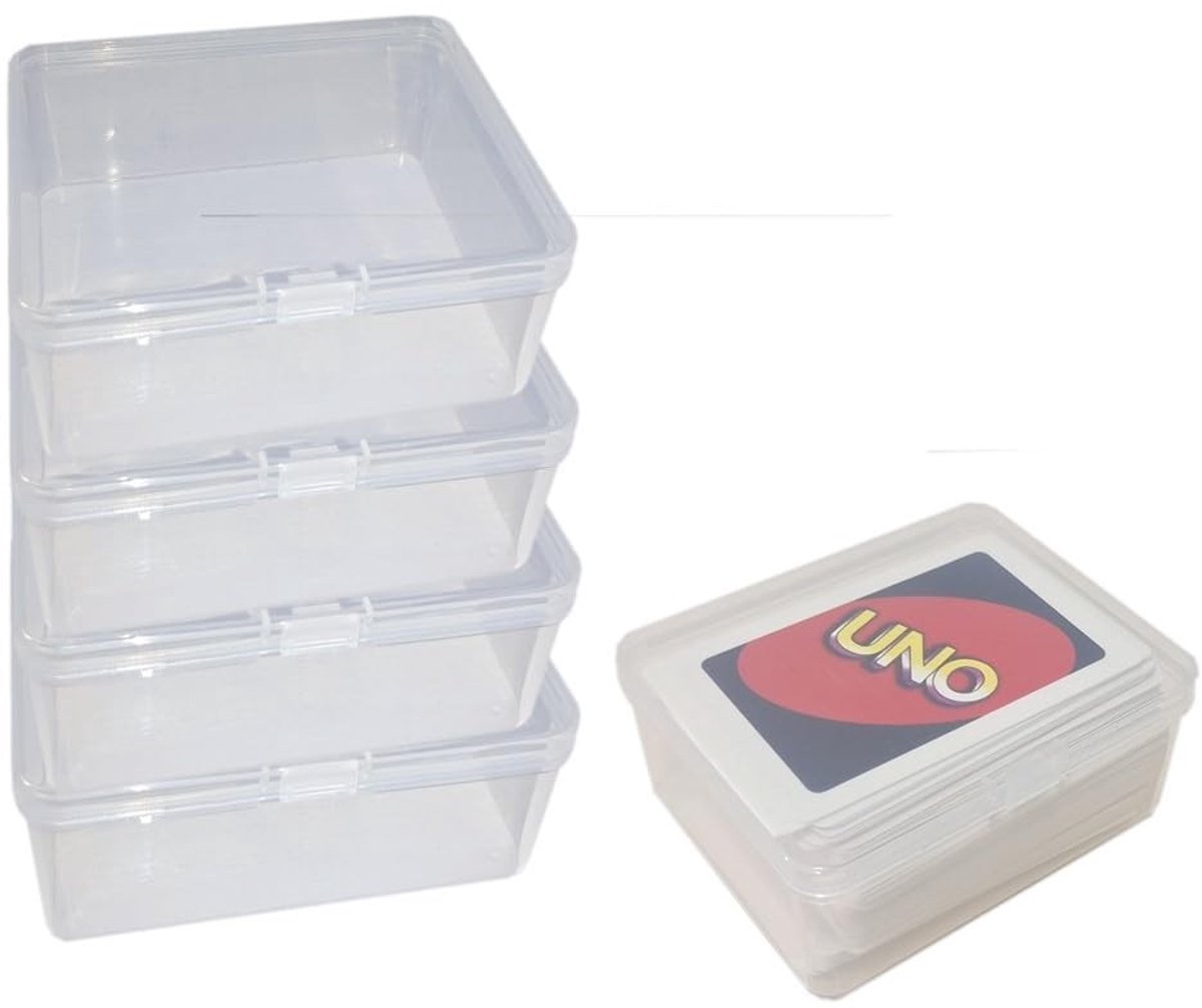 Dailygoods - Dailygoody - Card Storage Box - Speelkaarten opbergen - Transparant - Hoogwaardige kunststof - Geschikt voor en meer - 4 stuks