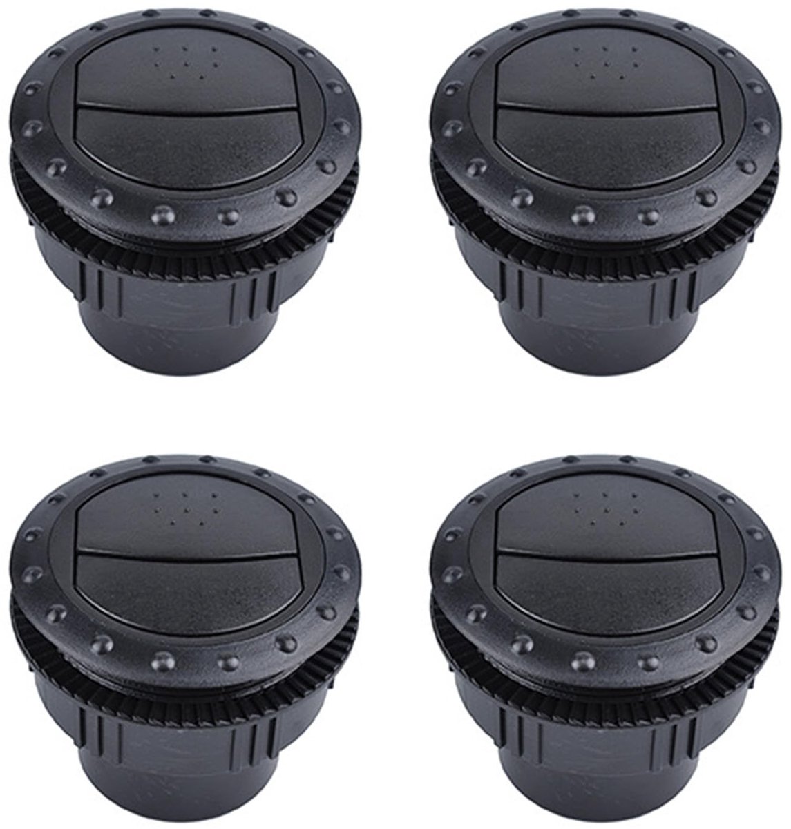 Dailygoods - Dailygoody - Dashboard Airconditioning Ventilatieopeningen - Zwarte Ventilatieopeningen - Geschikt voor Auto en RV - 4x Zwarte openingen - Verbeterde ...