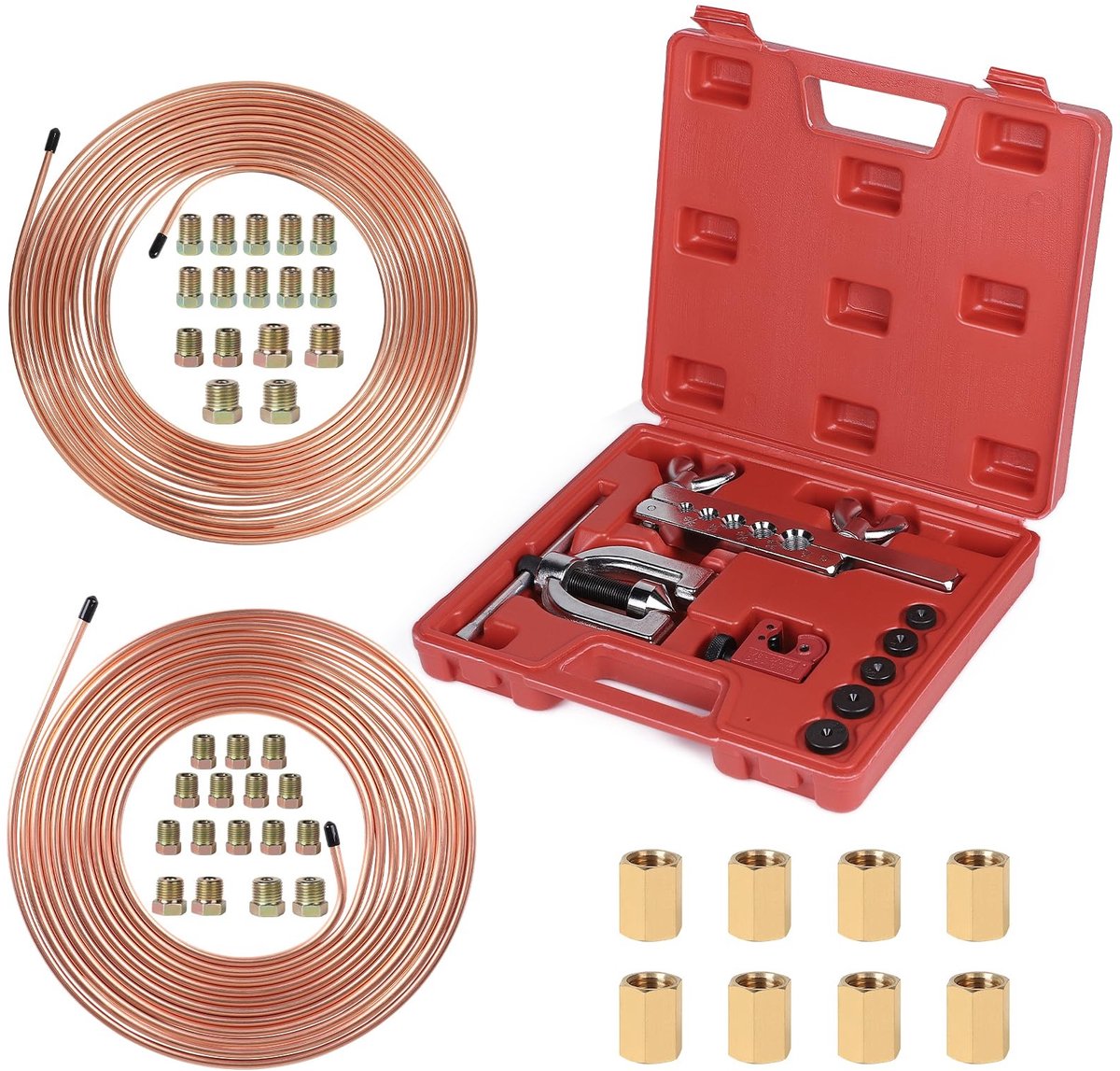 Dailygoody - OmGoods - Dailygoody - Omkantijzer Set voor Remleidingen - Dubbel en Enkel Omkanten - Met Pijpsnijder - 7,6m Remleiding - Compleet met Schroefverbindingen