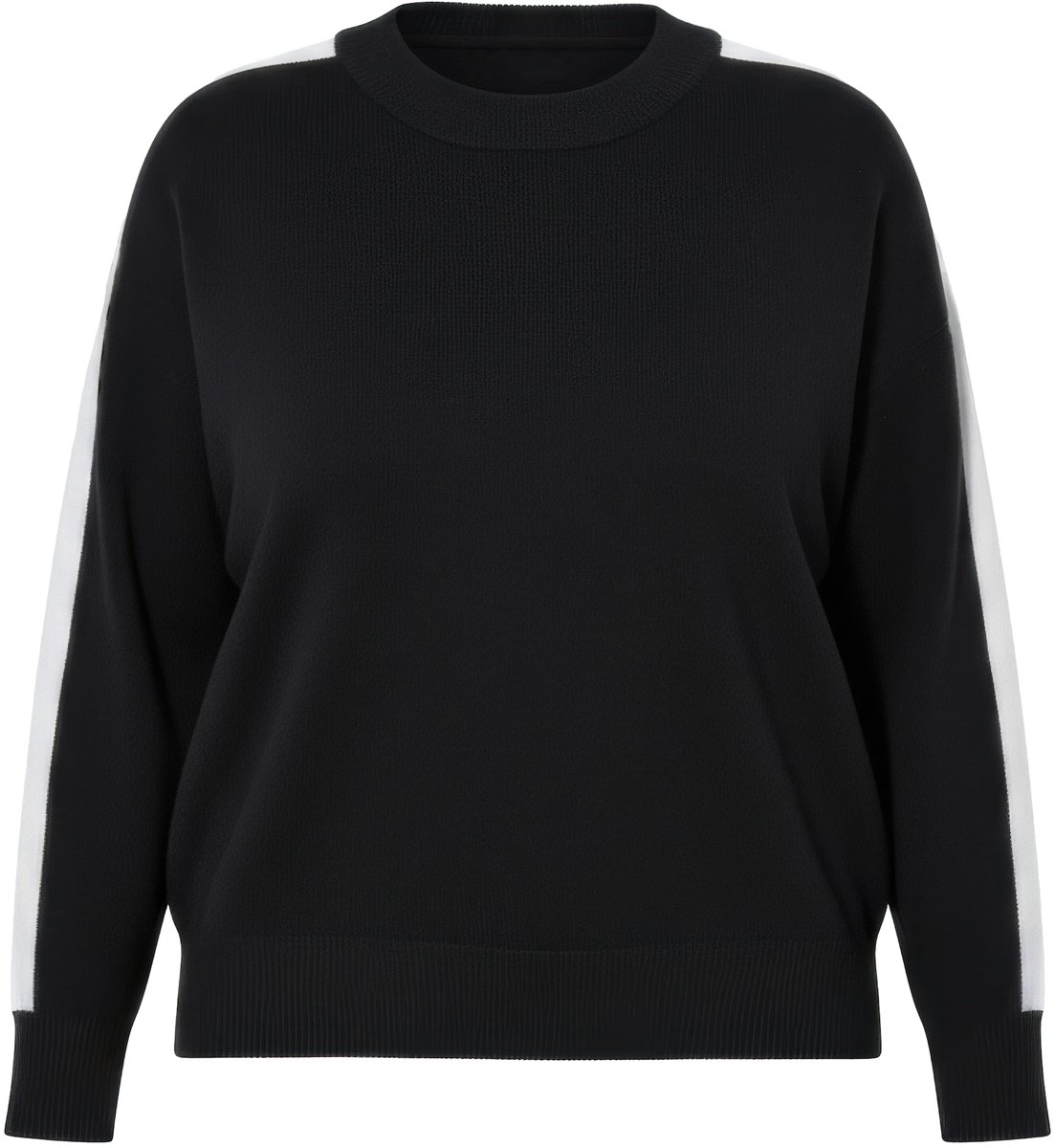 Studio Untold - Dames - Trui oversized gestreepte mouwen lange ballonmouwen - Zwart - Maat 42+