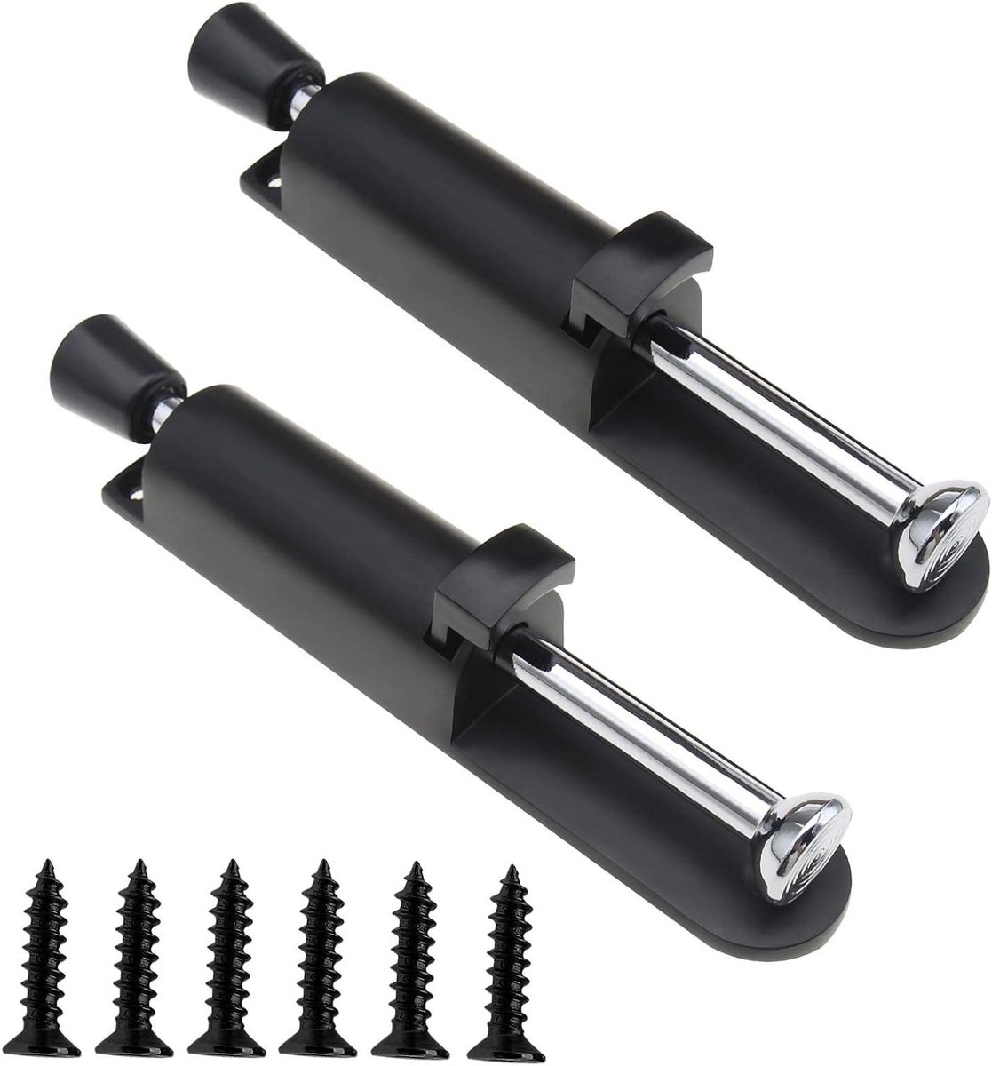 Dailygoods- Deurstoppers Zwart - 2x Verstelbare Deurstoppers - Roestvrij Staal - Veerbelast Ontwerp - Voetbediening - Inclusief Schroeven - Deurslot