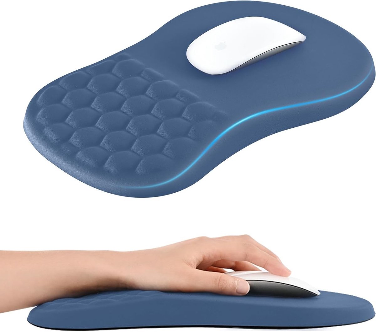 Ergonomische Muismat met Polssteun en Massagefunctie, Ideaal voor Gaming en Thuiswerk, Antislip Ondergrond en Zachte Lycra Oppervlak voor Comfort en Pijnverlichting