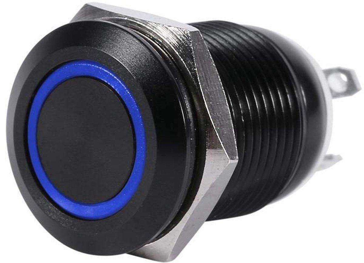 Dailygoody - Push Button Switch - 12mm - Met LED - Blauw - On Off Schakelaar - Geschikt voor Auto's - 12 Volt