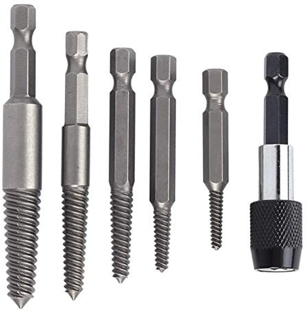 Dailygoods - Dailygoody - 6 stuks schroevendraaierset - beschadigde schroeven verwijderen - hoge hardheid - schroef extractor set - roestvrij staal - geschikt voor...