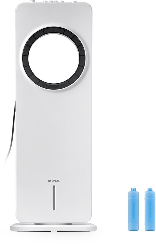 Hyundai Bladloze Ventilator 65W met Waterkoeling 4L, 3 Snelheden, Timer, Luchtzuivering, Wit