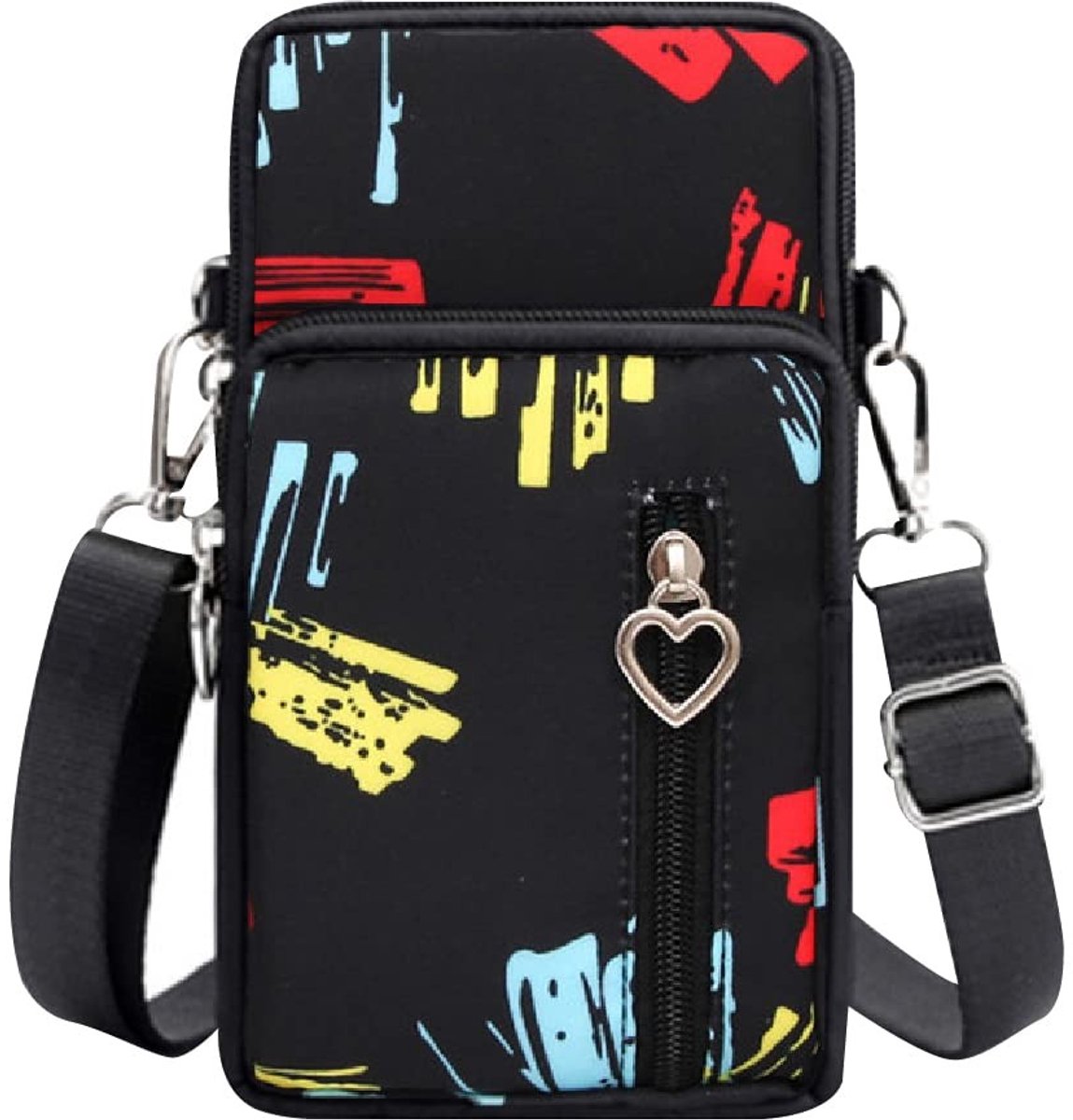 Dailygoods - Dailygoody - Schoudertas voor Dames - Nylon - Mobiele Telefoon Tas - Geschikt voor Smartphones tot 7 Inch - Handige Hoofdtelefoonhouder - Inclusief Po