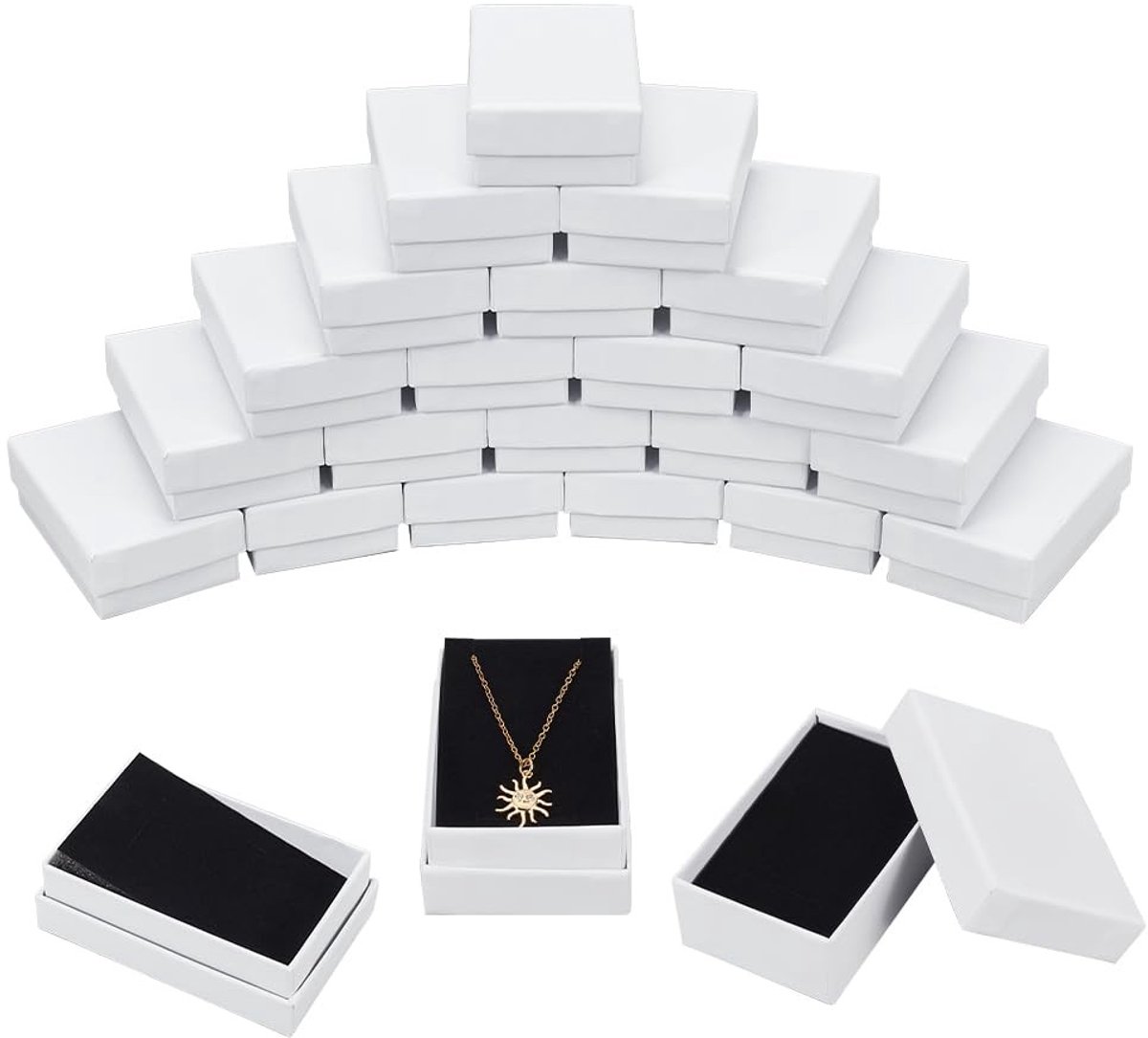 Dailygoods - Dailygoody - Sieraden Doos - 24 Stuks - Perfect voor Cadeaus - Wit - Sieraden Display - Voor Halskettingen Oorbellen Ringen Armbanden
