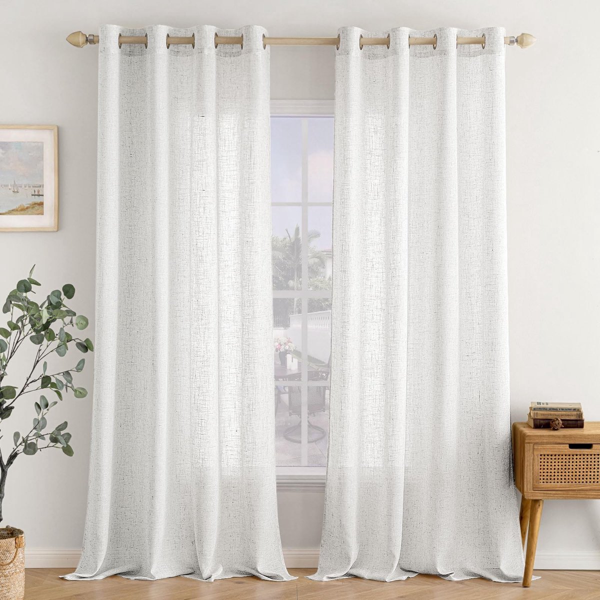 Dailygoods - Gordijnen met Oogjes in Linnenlook Set van 2 Stuks
